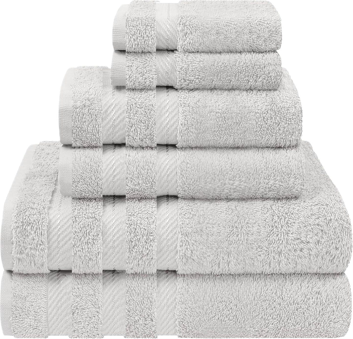 Skiennix Luxury 6-Piece Turkish Cotton Towel Set - Soft & Absorbent 600 GSM | Silver Grey Bath Towels for Home