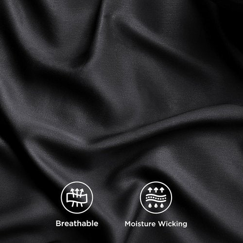 Bedsure Cooling California King Sheet Set - Breathable Rayon from Bamboo, Soft & Luxurious, Deep Pocket Up to 16 Inches, Black