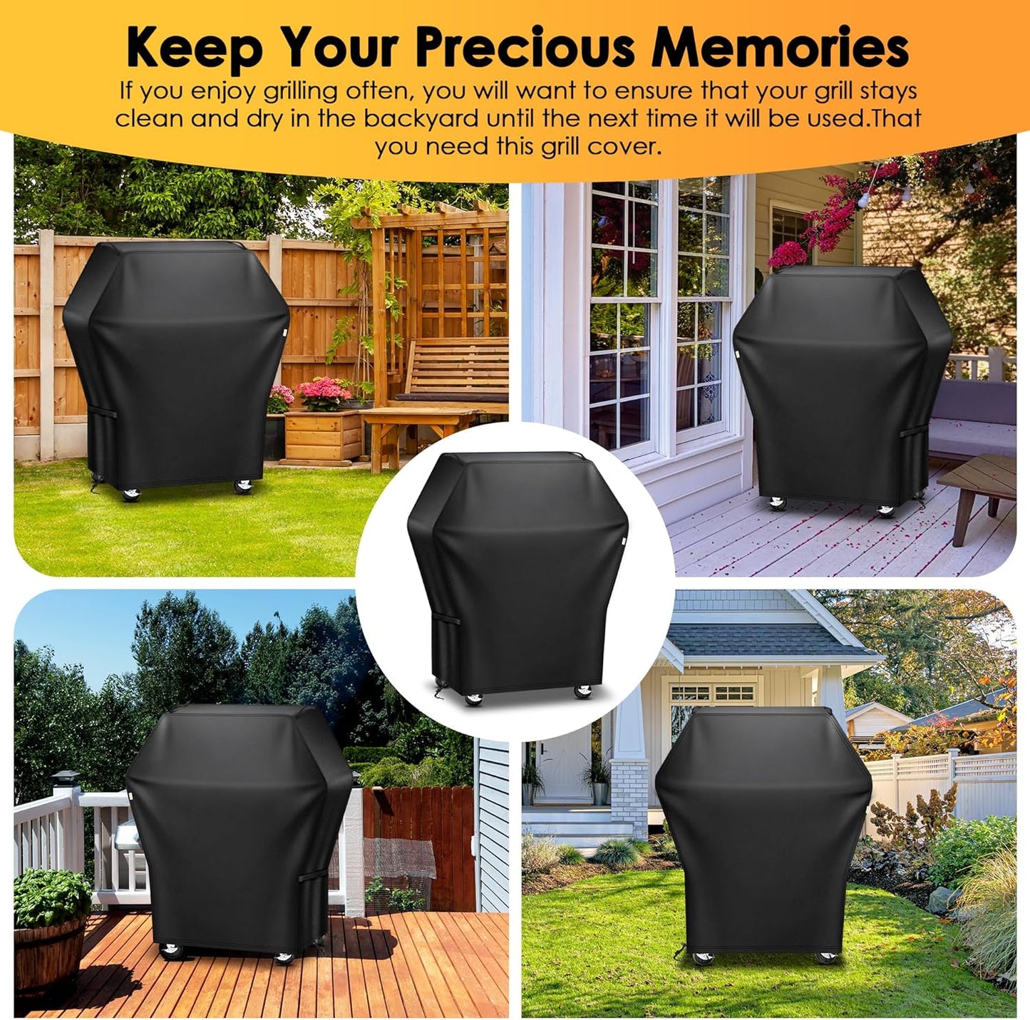 Skiennix 32-Inch Grill Cover - Waterproof & UV Resistant for Weber, Nexgrill, Charbroil, Black