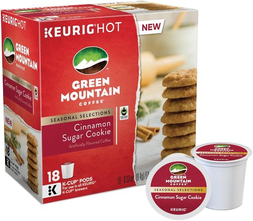 Green Mountain Coffee K-Cups - Cinnamon Sugar Cookie Flavor | 18 Count for Keurig Brewers