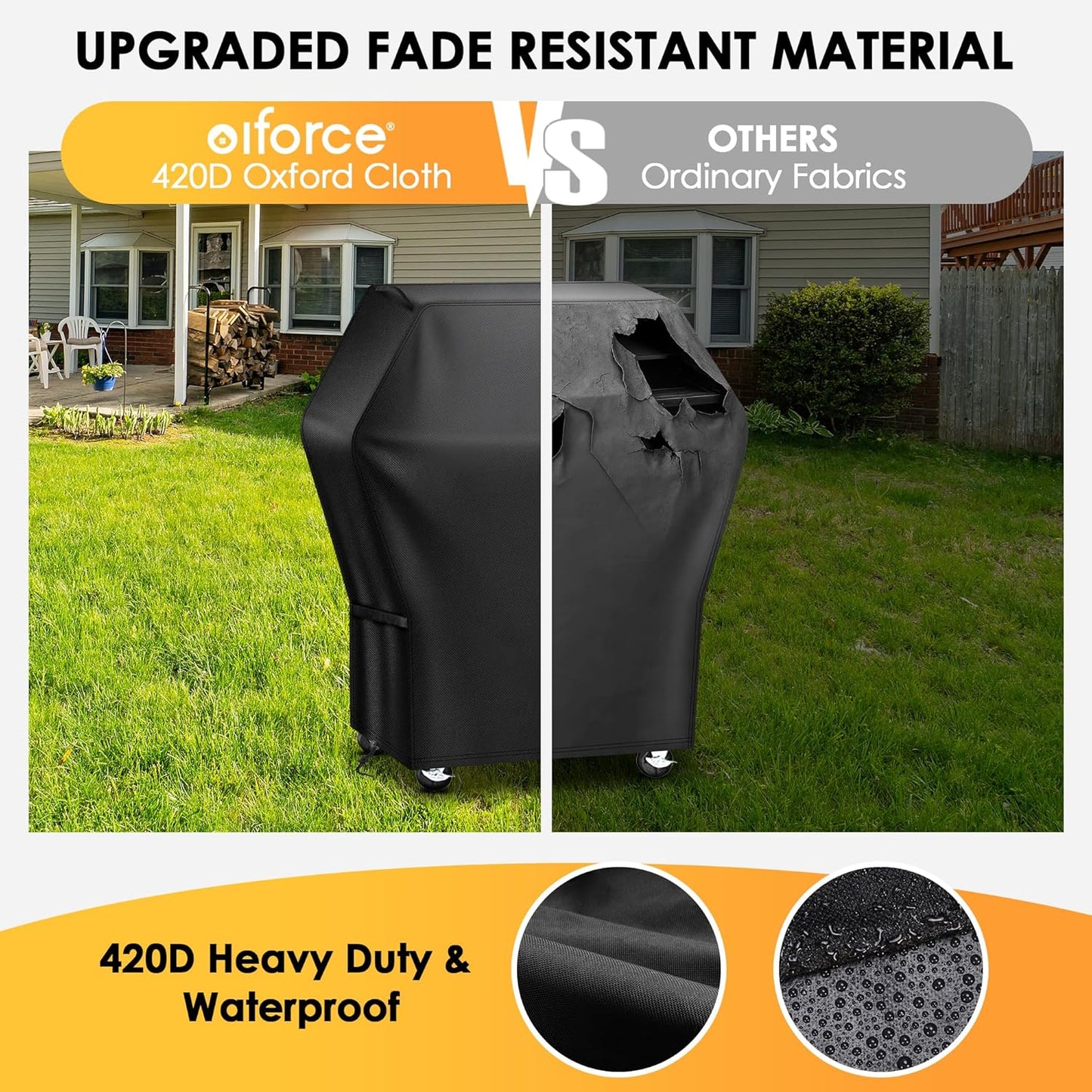 Skiennix 32-Inch Grill Cover - Waterproof & UV Resistant for Weber, Nexgrill, Charbroil, Black