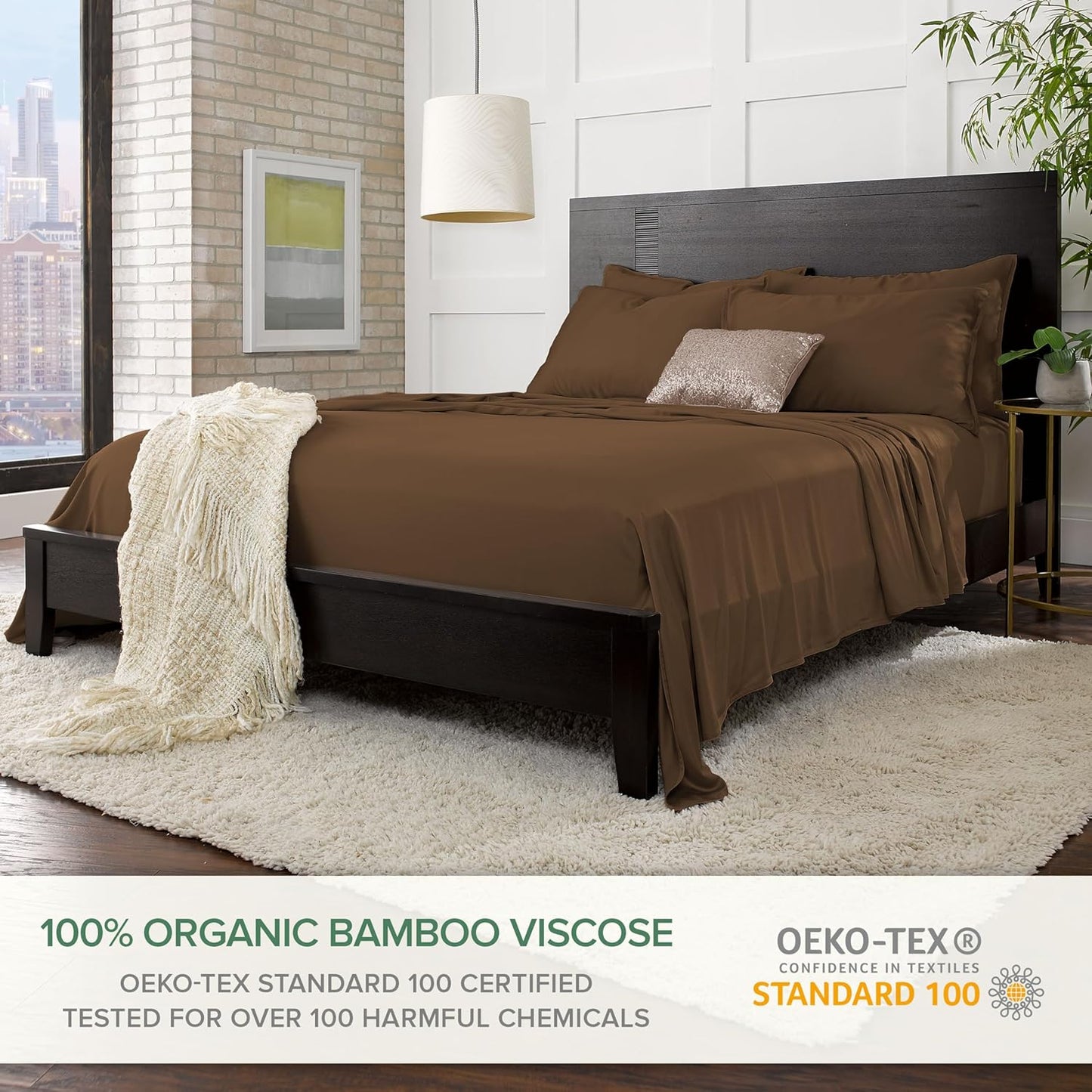 Pure Bamboo Twin Sheets - Luxuriously Soft 100% Organic Viscose Bed Sheet Set | Cooling Comfort in Coconut Husk
