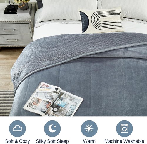 DREAMNINE King Size Fleece Bed Blanket - Luxury Warm Soft Flannel | 90" x 108" | Cozy Grey Microfiber