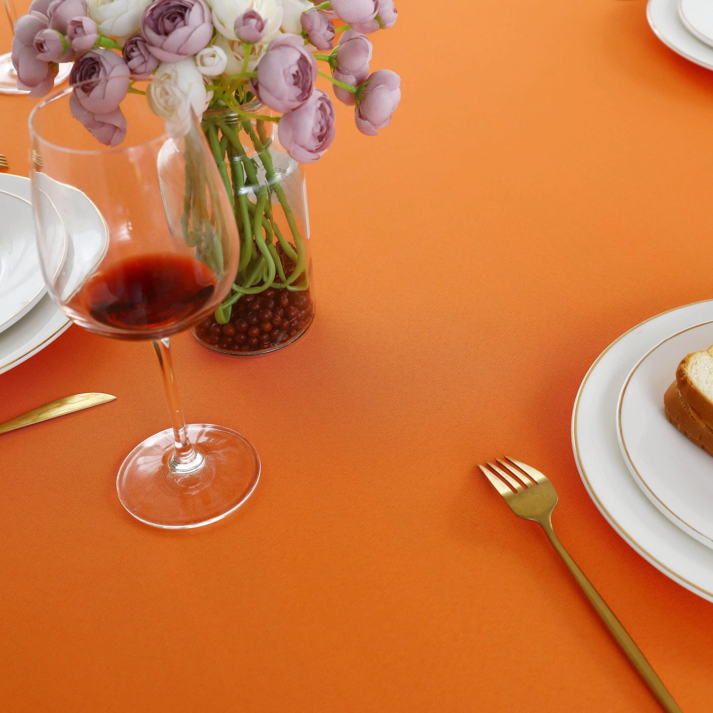 FOLINS&HOME Orange Round Tablecloth 90 Inch Waterproof Heavy Duty Wrinkle Free Polyester Fabric Table Cloth, Spillproof Washable Table Cover for Parties, Camping, Picnic, Banquet, Indoor and Outdoor
