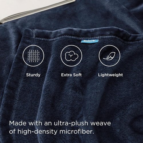 Bedsure GentleSoft Fleece Blanket - Twin Size Navy Blue, 300GSM Plush & Cozy, Perfect for Bed & Travel, 60x80 Inches