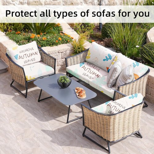 BIETYONE Outdoor Couch Cushion Covers - 8Pcs Washable & Reusable Protector | Chrysanthemum Design
