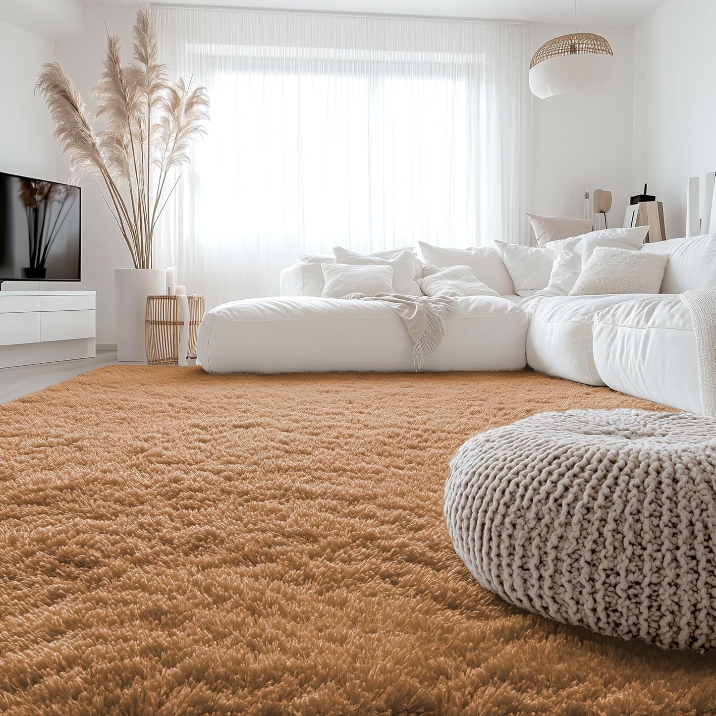 OLANLY Large Area Rug - Soft Fluffy Shaggy Carpet for Living Room & Bedroom | 8x10, Khaki
