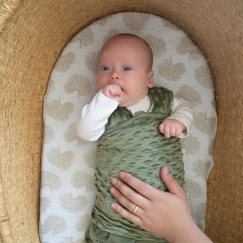 HALO Sleepsack Swaddle - 3-Way Adjustable Swaddle Blanket in Olive Green Plush Dots | TOG 3.0, Newborn 0-3 Months