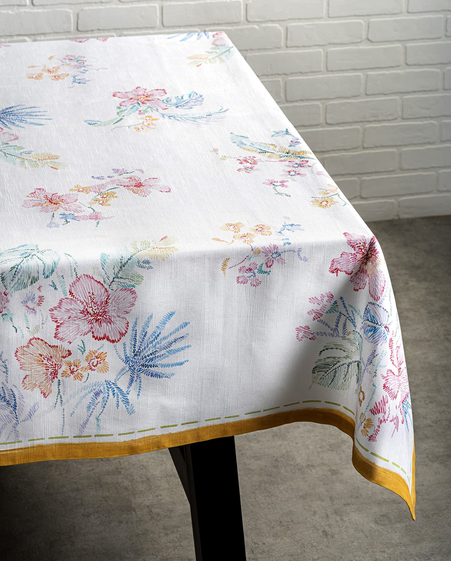 Maison d' Hermine Table Cloth Rectangle Table 100% Cotton 70 x 90 Inches Tablecloth Reusable Decorative for Dining Kitchen Room Farmhouse Home Gifts for Mothers Day Spring Summer - Paradise Island