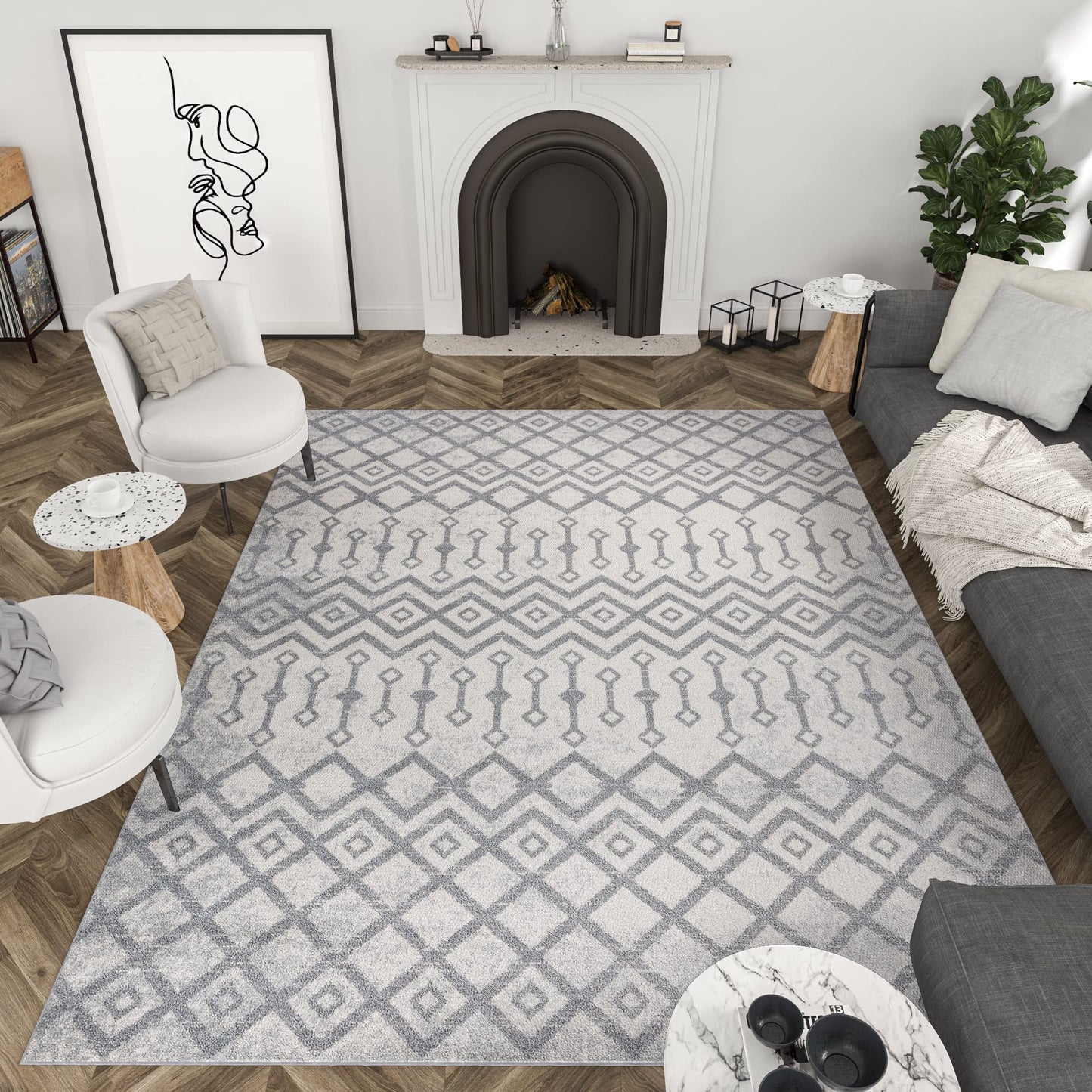 Alexa Beige Modern 5x7 Area Rug - Area Rugs for Living Room - Dining Room or Bedroom Rug - Indoor Entry Entryway Foyer Carpet - Alfombras para Salas Modernas - Modern Rugs, Geometric