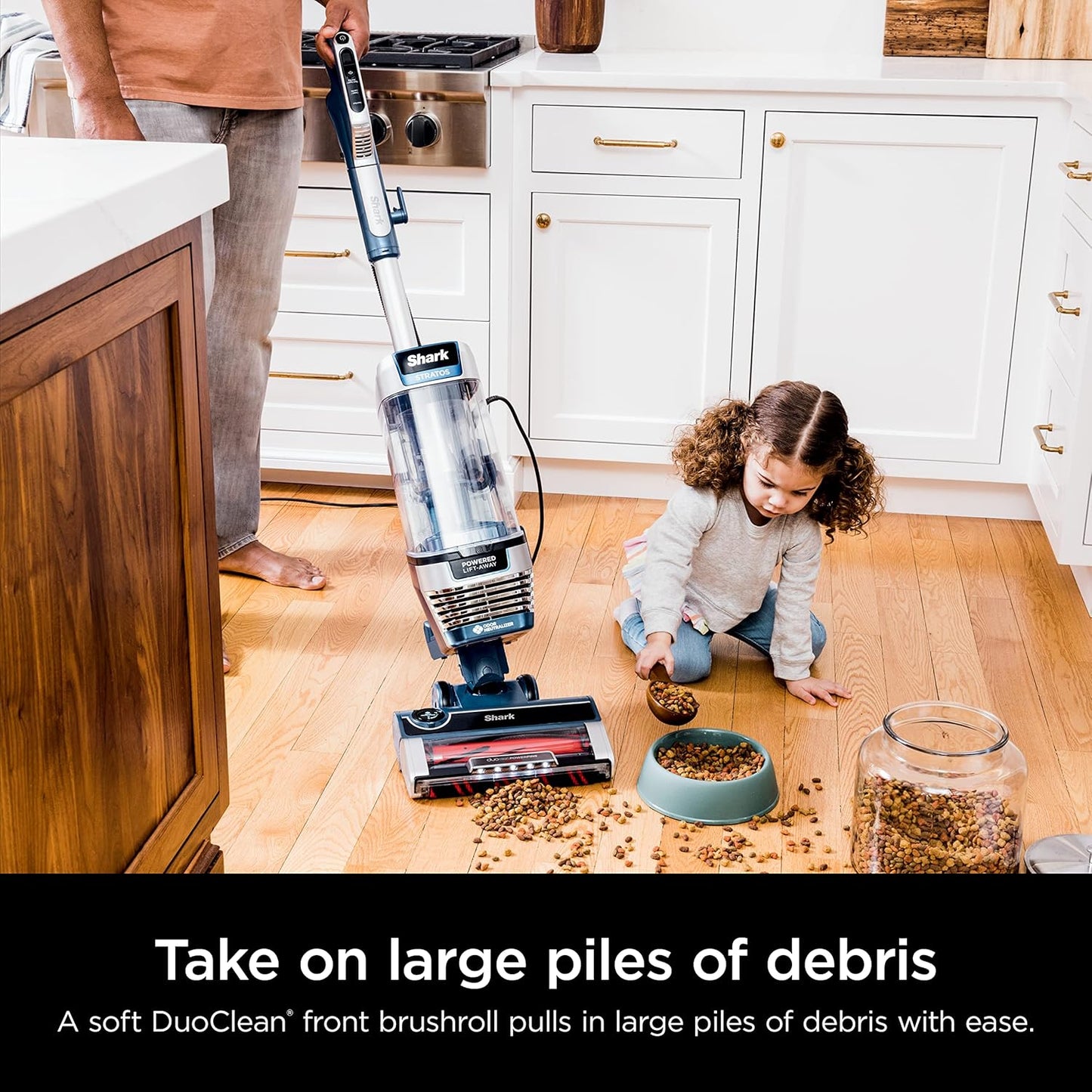 Shark Stratos Upright Vacuum - DuoClean PowerFins & HairPro | Self-Cleaning Brushroll, Navy AZ3002
