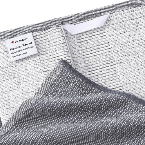 Homaxy Premium Kitchen Towels - Highly Absorbent Cotton Dish Towels (18”x28”, 6 Pack) | Grey with Hanging Loop