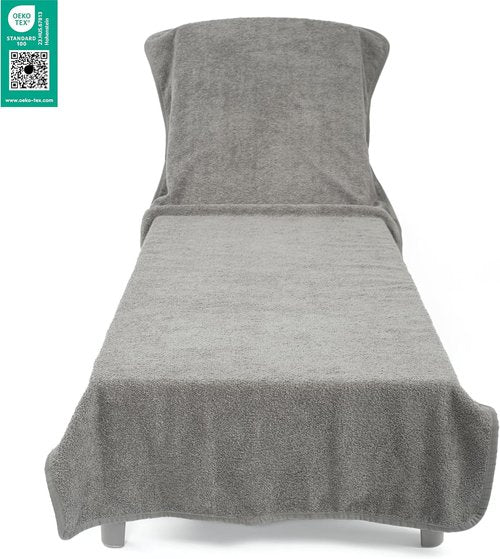 Cotton Paradise Lounge Chair Towel - Light Grey Chaise Lounge Pool Towel with Pocket | 32x86 in