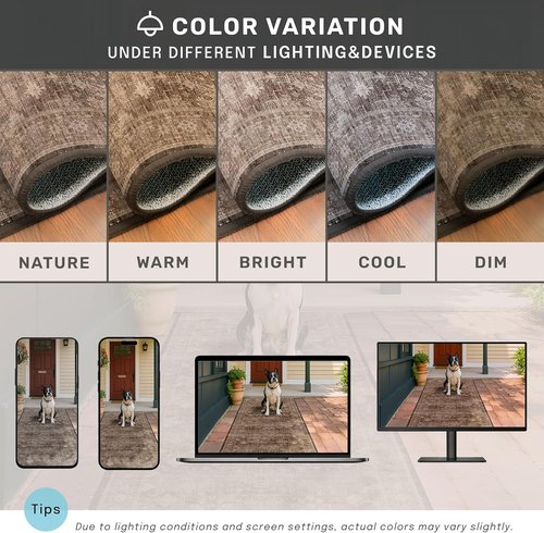 Hazo Haus Taupe Brown Area Rug - Vintage Traditional 6x9 Washable Low Pile Non-Slip for Living Room & Dining Room