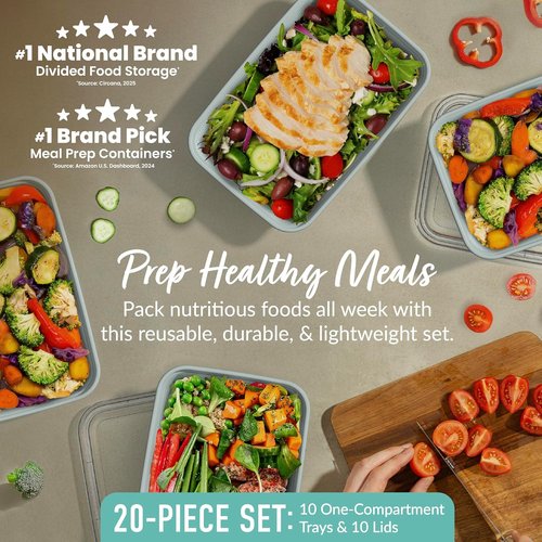 Bentgo Prep - 20-Piece Reusable Meal Prep Containers | Durable, BPA-Free, Microwave & Dishwasher Safe (Mint)