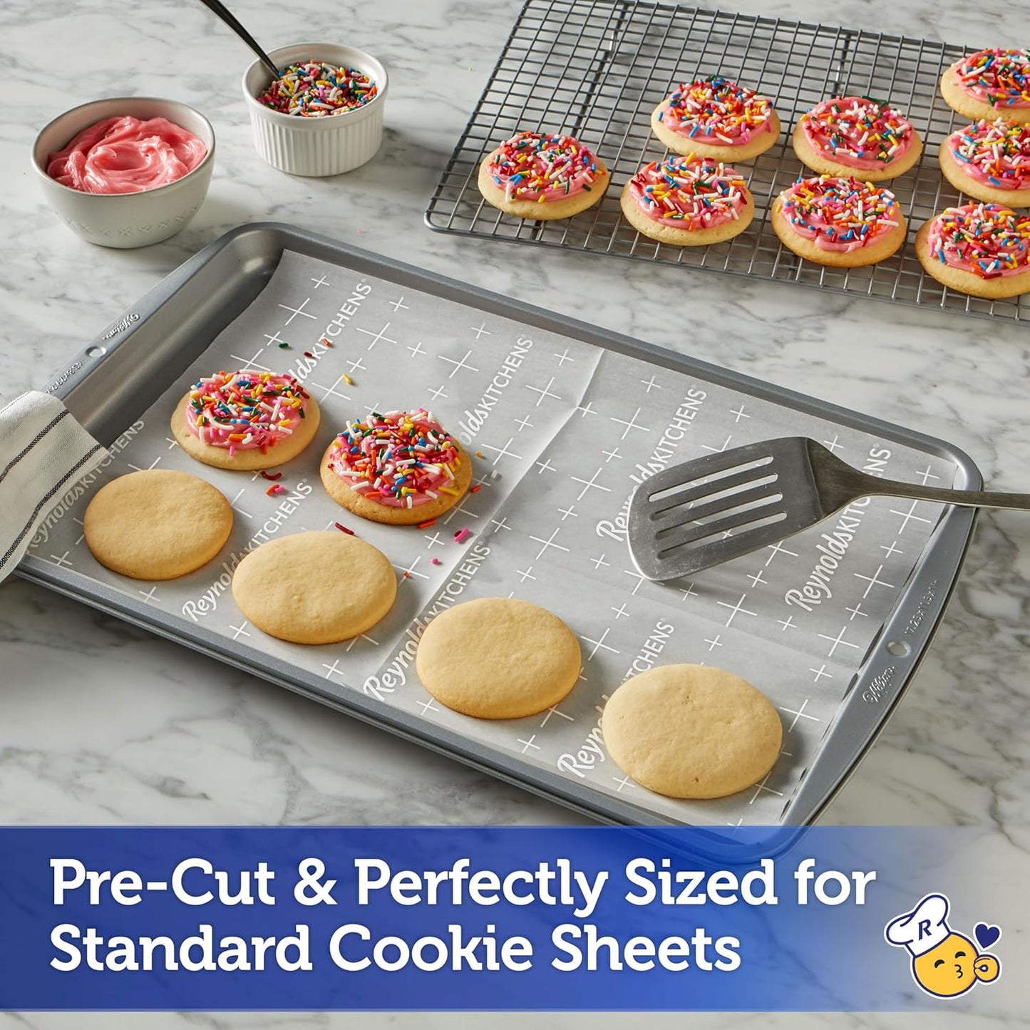 Reynolds Kitchens Pre-Cut Parchment Paper Baking Sheets - 100 Sheets Total, Perfect for Cookies