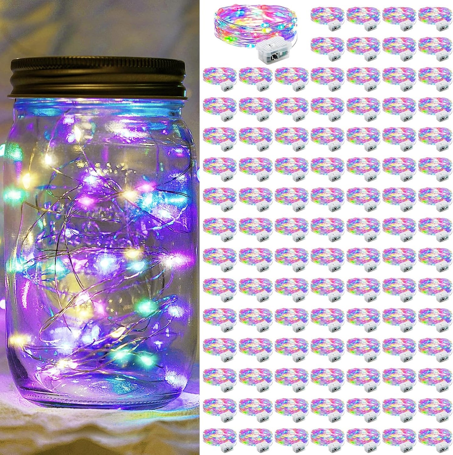 Skiennix 7Ft LED Fairy String Lights - 20 Twinkling Waterproof Lights for Weddings & Parties | Rainbow Pastel
