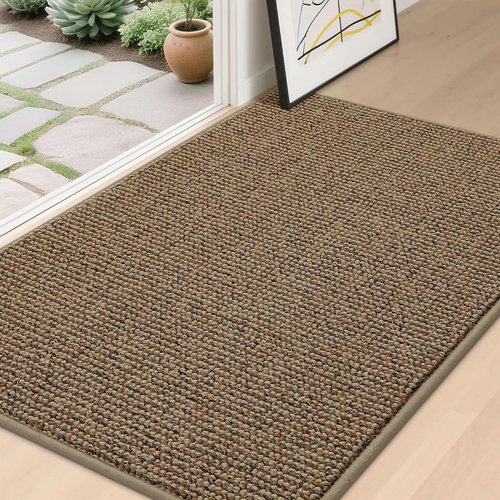 BEQHAUSE Dirt Trapper Door Mat - Non-Slip, Washable, Absorbent | 32" x 48" | Beige Entryway Mat