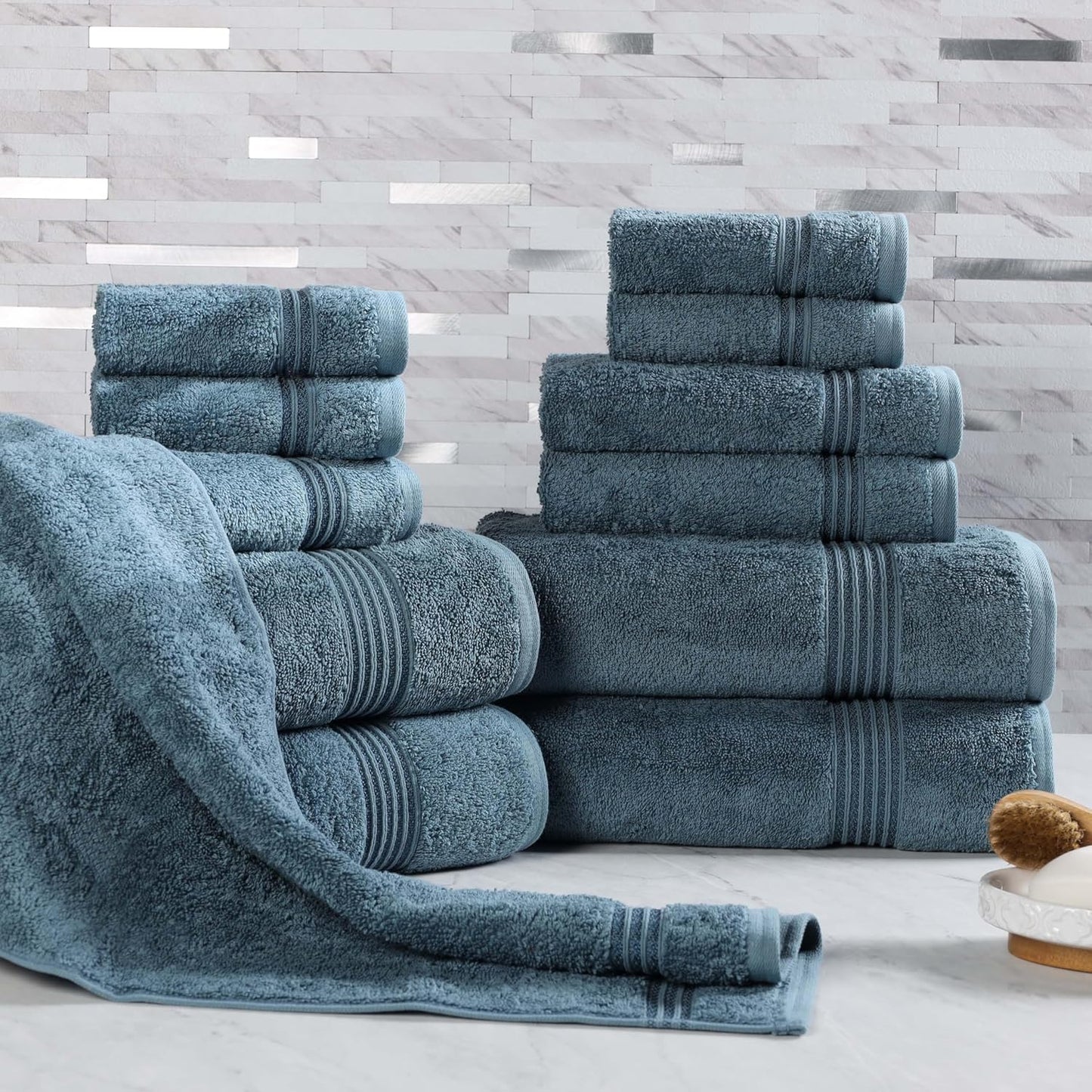 Superior Egyptian Cotton 6-Piece Towel Set, Bathroom Essentials, Towels For Bathroom, Apartment, Airbnb, Guest Bath, Face, Hand, Bath Towels, Washcloths, Absorbent, Fast Drying, Royal Purple