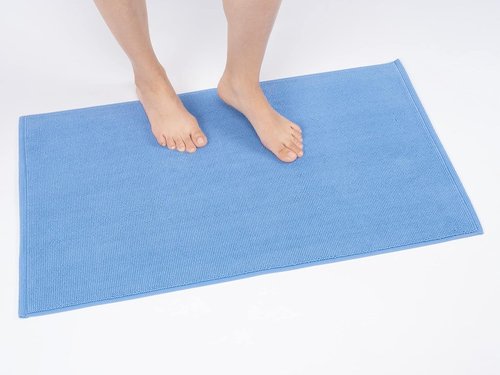 Cotton Paradise Non-Slip Bath Mat - 100% Cotton, Soft & Absorbent, Quick Dry, 20x34 Inch, Sky Blue