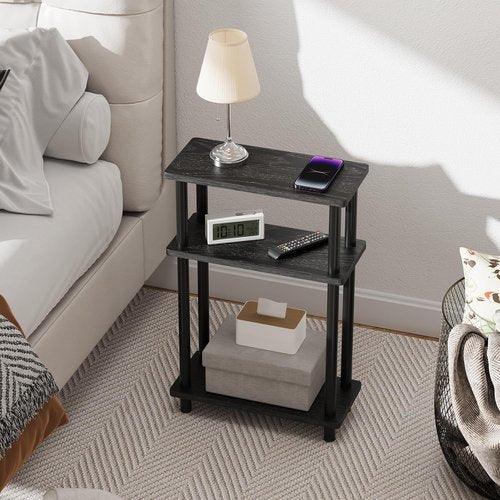 Apicizon Narrow Side Table - 3-Tier Slim End Table with Storage Shelf for Small Spaces | Black