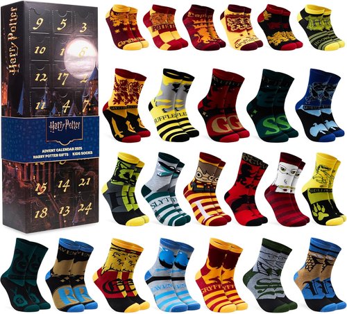 Get Trend Harry Potter Socks Advent Calendar 2025 - 24 Pcs Gift Set for Girls & Teens, Size 2-7