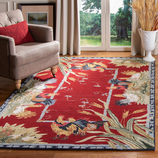 SAFAVIEH Chelsea Collection Accent Rug - 2'9" x 4'9", Burgundy, Hand-Hooked French Country Wool, Ideal for High Traffic Areas in Entryway, Living Room, Bedroom (HK56C)
