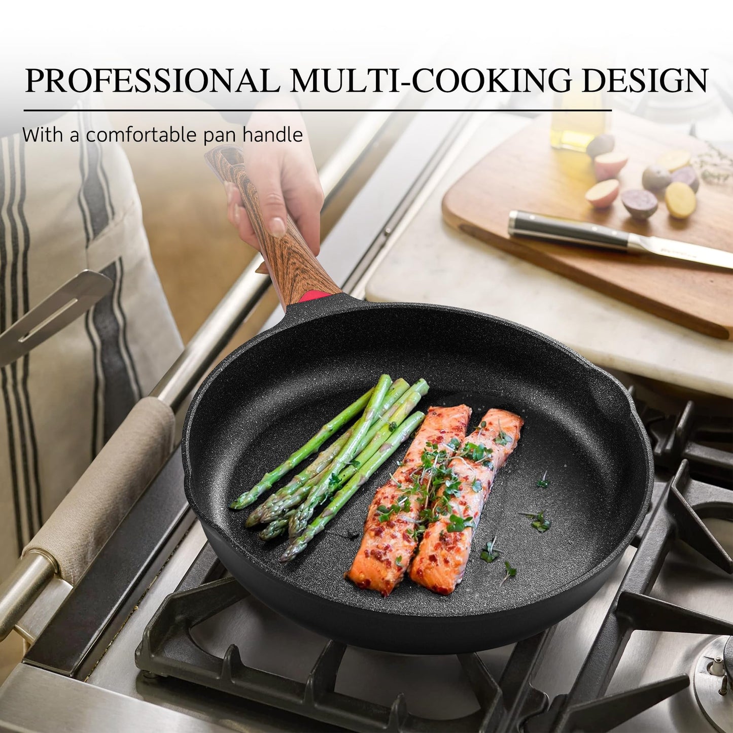 Vinchef Pots and Pans Set Non Stick, 12pcs Induction Cookware Set, Non Stick Frying Pans with Lid, Non Toxic Kitchen Cookware Sets, Pan Sets for Cooking, PFAS and PFOA Free