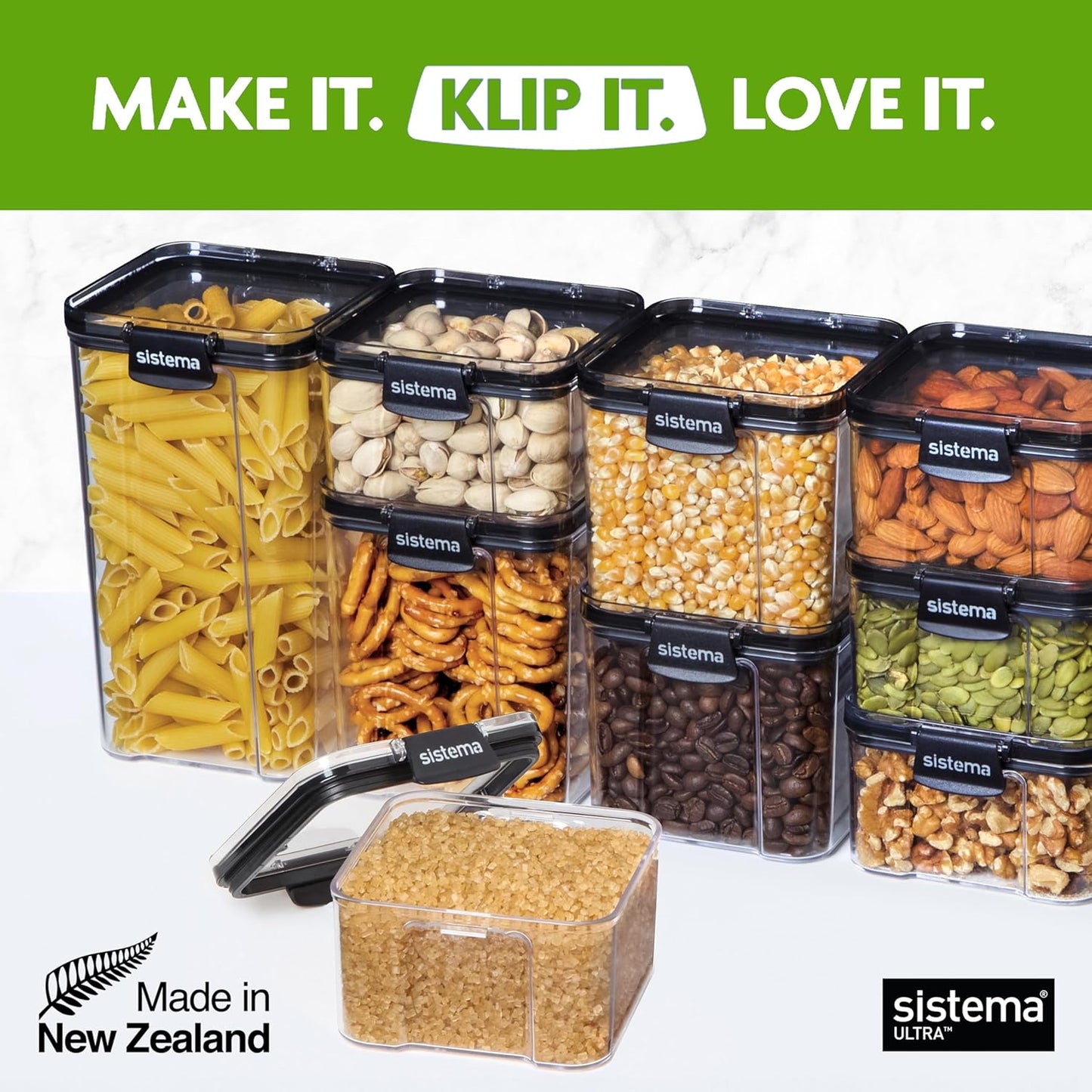 Sistema Tritan Ultra Airtight Storage Containers - 3-Pack, BPA-Free, Stackable & Clear with Locking Clips