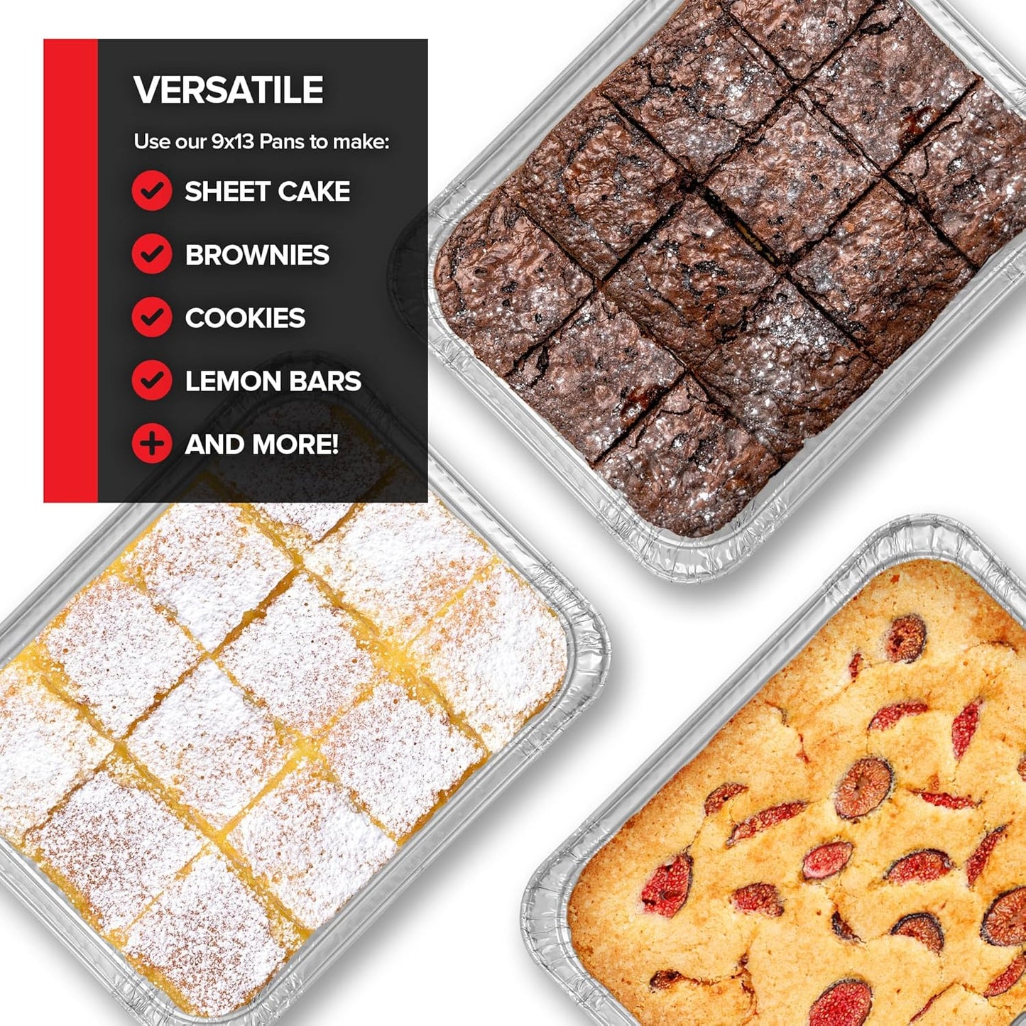Regine Switzerland Heavy Duty Disposable Aluminum Pans - 9x13 Shallow Foil Baking Tins (30 Pack)