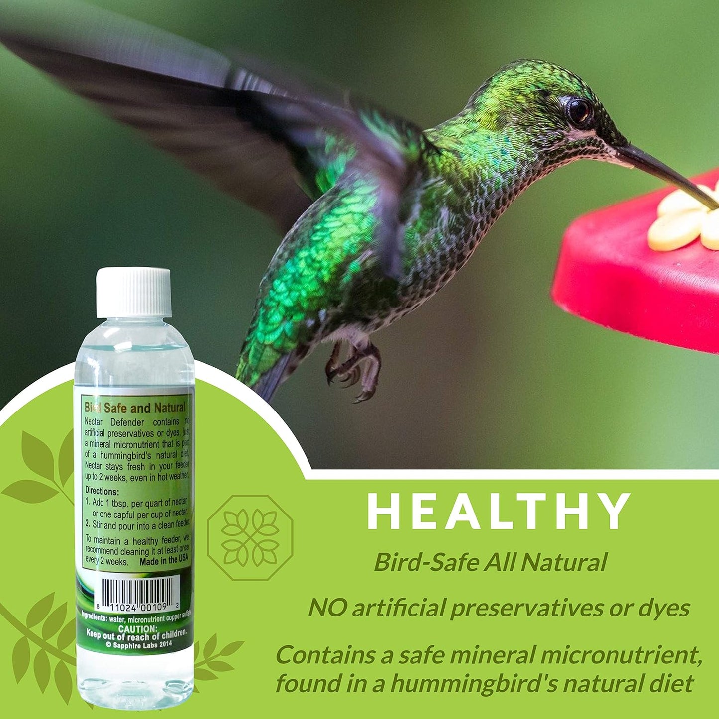 Sapphire Labs Nectar Defender - Hummingbird Nectar Extender for Longer Lasting Feed - 2 Pack