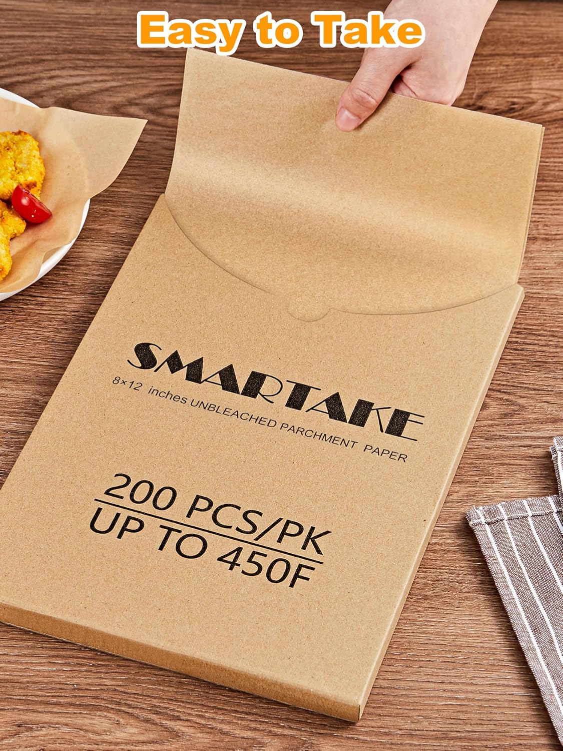 SMARTAKE Parchment Paper Baking Sheets - 200 Pcs Non-Stick Precut, 8x12 Inches for Baking & Grilling