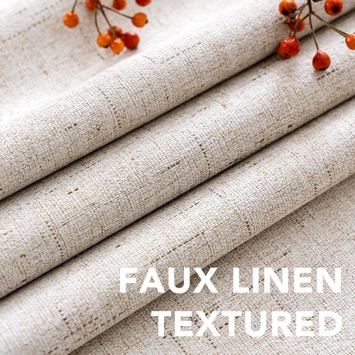 H.VERSAILTEX 100% Blackout Curtains - Full Light Blocking, Textured Window Drapes | 84-Inch Grommet Panels, Natural (2-Pack)