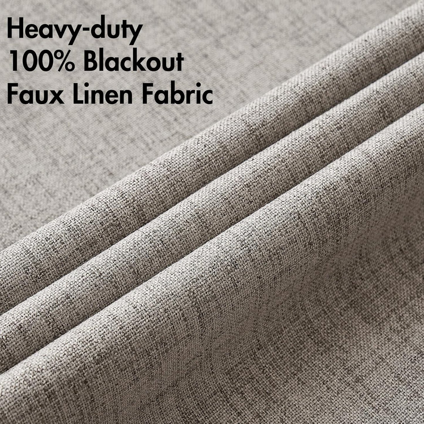 MIULEE 100% Blackout Linen Textured Curtains - Thermal Insulated Room Darkening Drapes | Warm Taupe, 52 x 72 Inch (2 Panels)