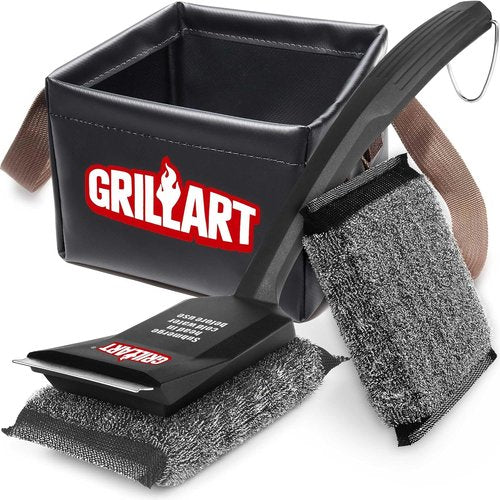 GRILLART Grill Brush - Ultra Safe & Efficient Bristle-Free Cleaner with Water Dunk Basin