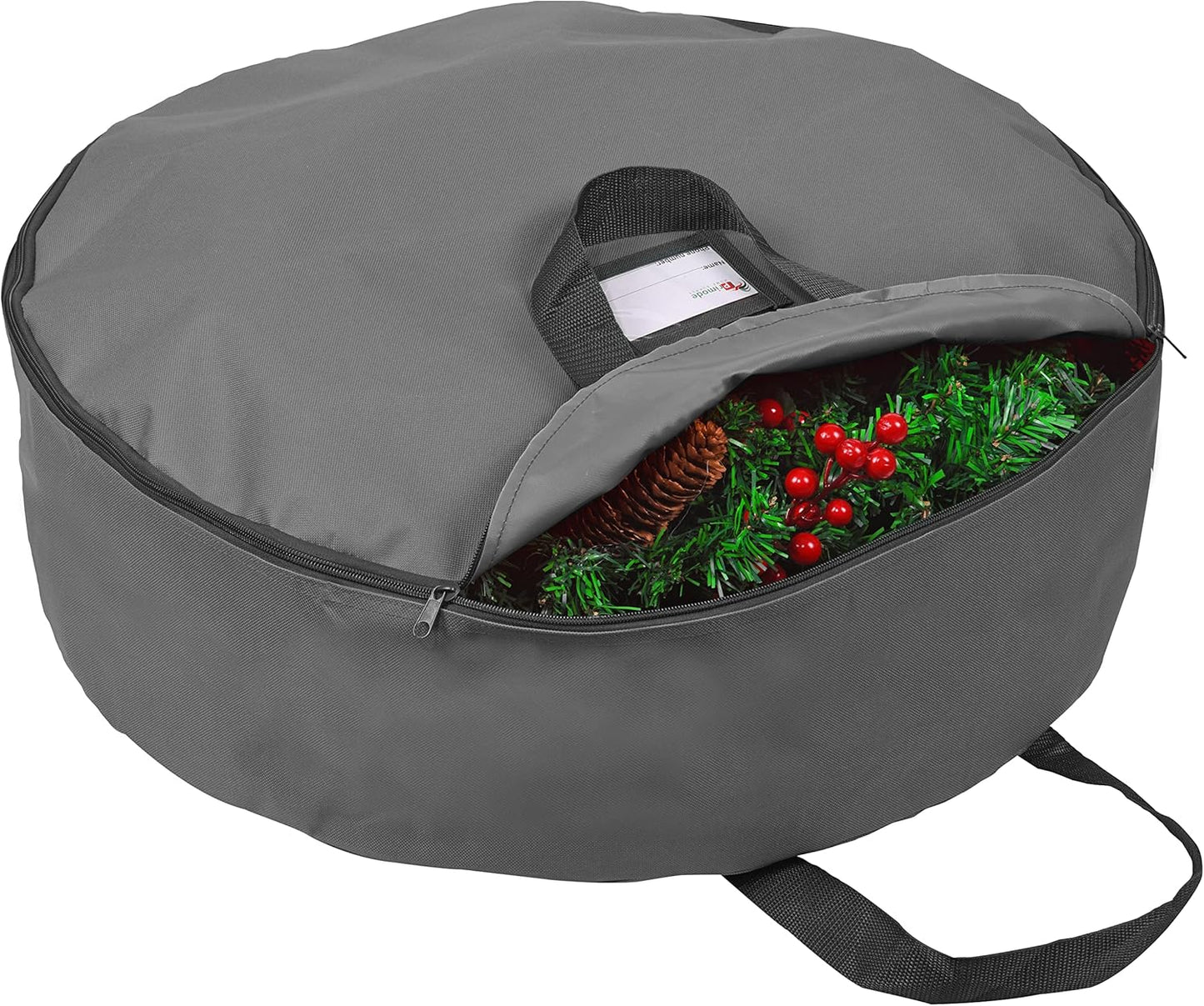 Primode Heavy Duty Wreath Storage Bag | Durable 600D Oxford Polyester for Xmas Wreaths (30", Gray)