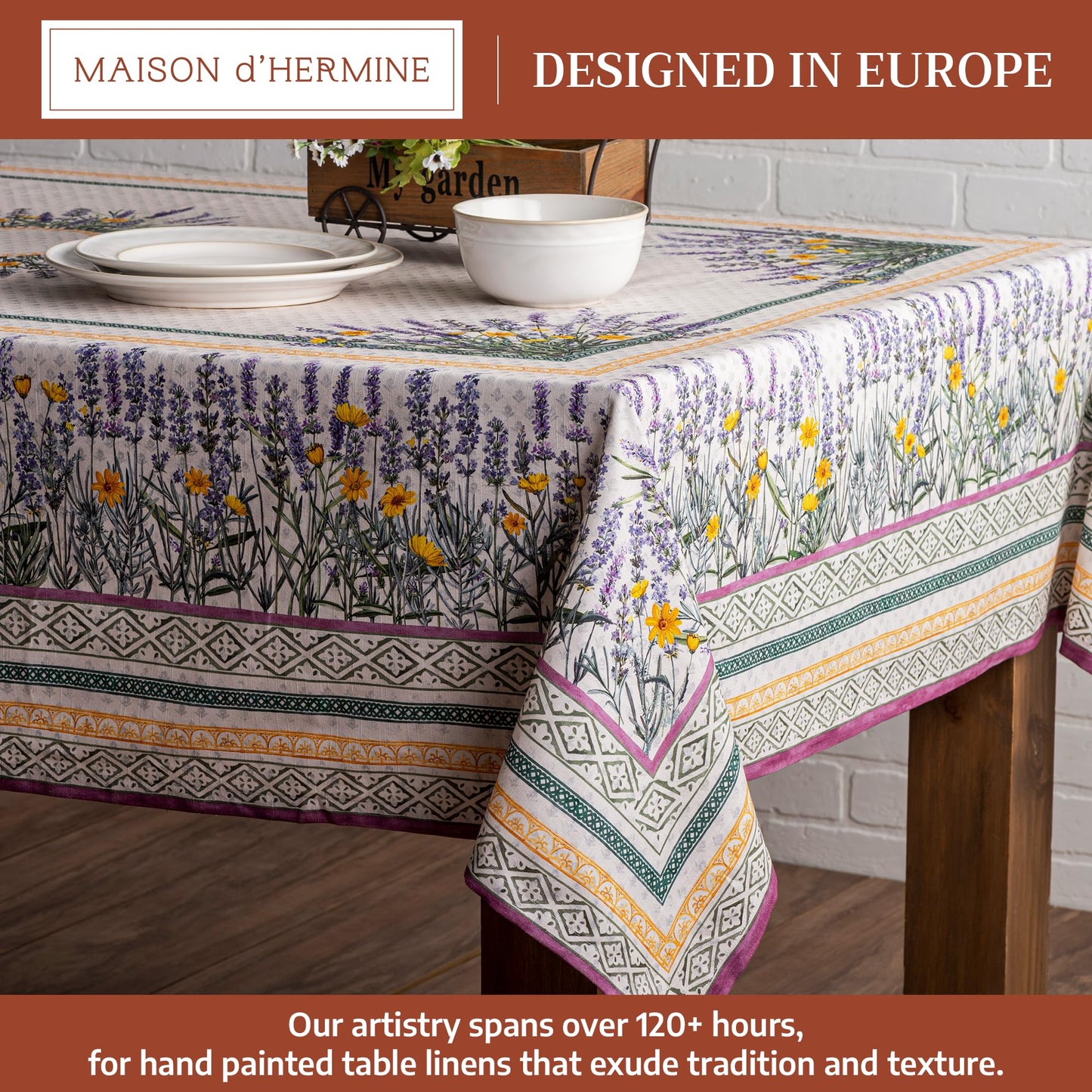 Maison d' Hermine Table Cloth Rectangle Table 100% Cotton 70 x 90 Inches Tablecloth Reusable Decorative for Dining Kitchen Room Farmhouse Home Gifts for Mothers Day Spring Summer - Fanny Lavender