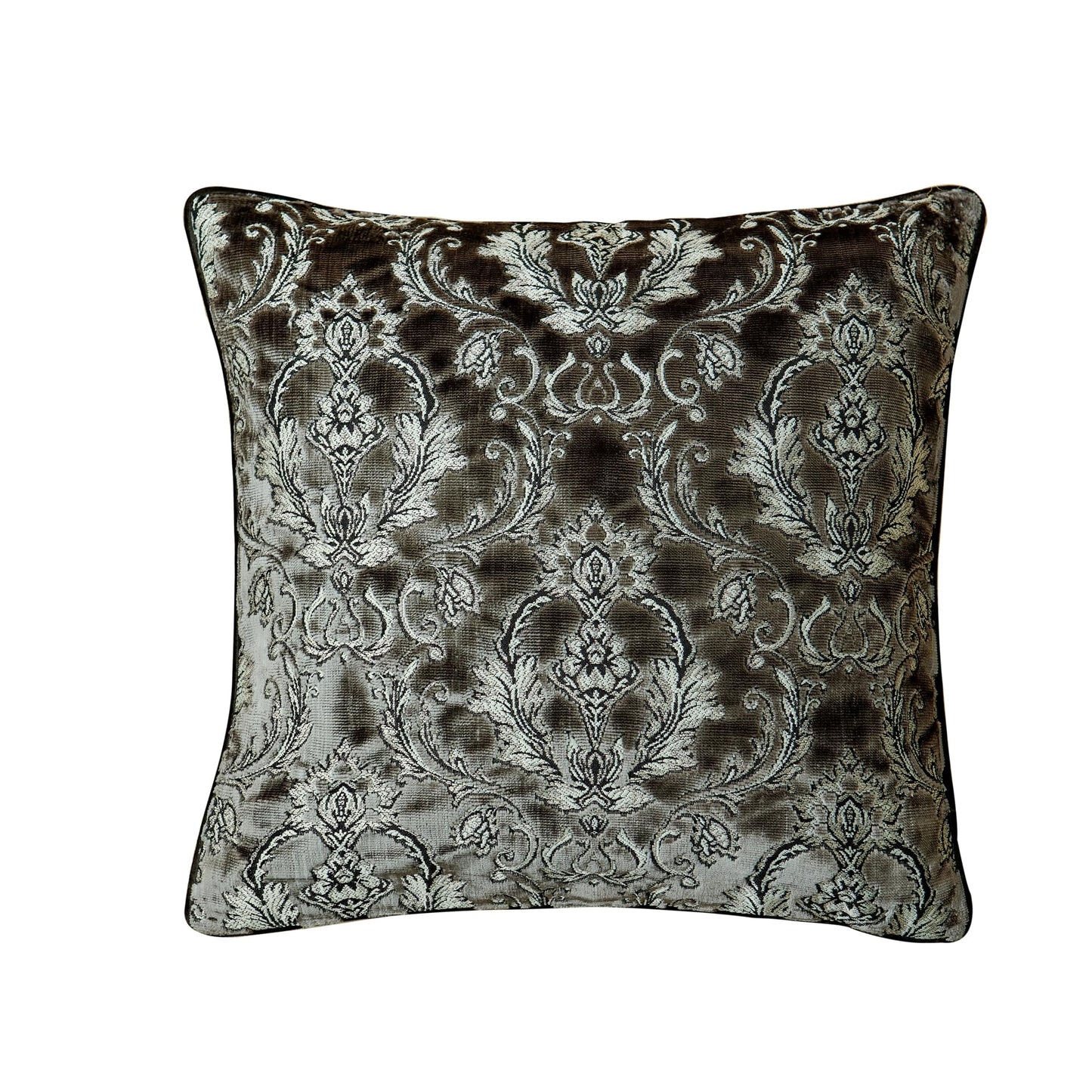 Damask Throw Pillow Covers Cases Soft Cut Velvet Design Pillow Cover Elegant Luxurious Gray Decorative Cushion Covers for Living Room Couch Bed Sofa Chair Home Decor Decorations 24x24inch 1piece