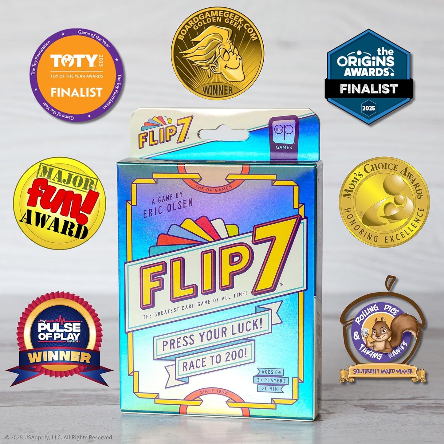 USAOPOLY Flip 7 Card Game - Fast-Paced Strategy & Luck Blend for 3+ Players | Ages 8+ | 20 Min Play Time