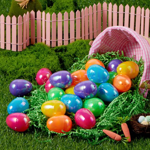 JOYIN 24 Pcs 2.3" Easter Eggs Iridescent Color for Filling Specific Treats, Easter Theme Party Favor, Eggs Hunt Game, Basket Stuffers Filler, Classroom Prize Supplie