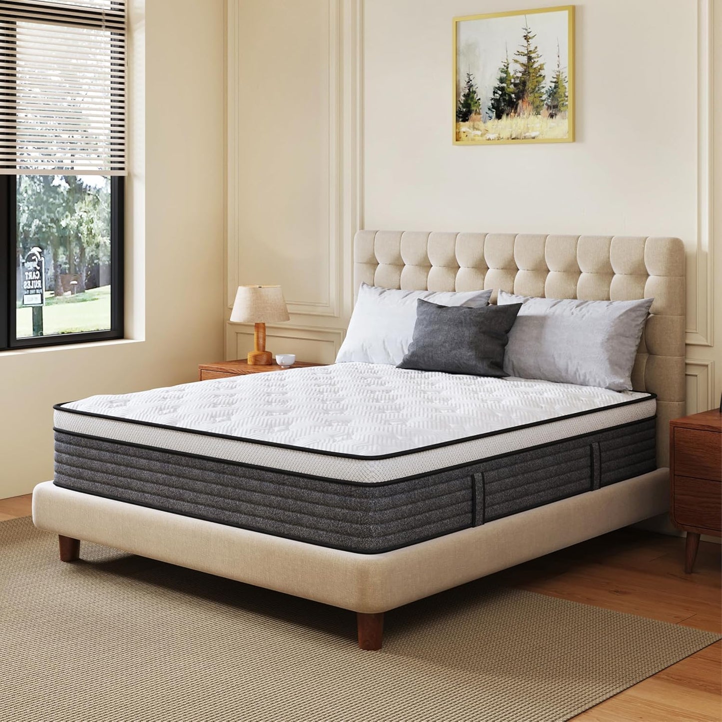 Skiennix Queen Mattress - 12 Inch Hybrid Foam & Pocket Springs | Medium Feel, Extra Edge Support, CertiPUR-US