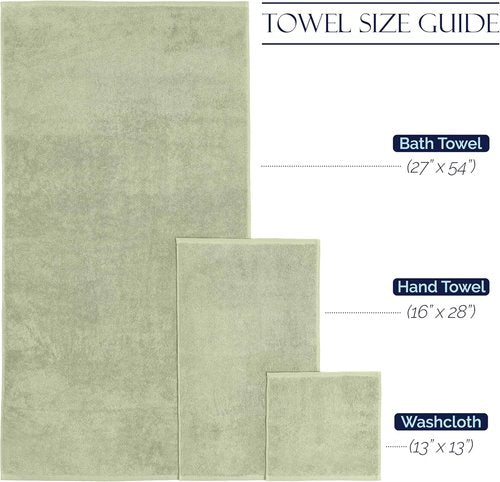 Elegant Comfort Premium Cotton Towel Set - 8-Piece Highly Absorbent Turkish Cotton | Mint Green
