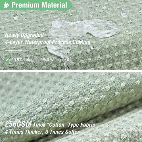 Dynamene Sage Green Shower Curtain - Luxury Waffle Textured Heavy Duty 256GSM Polyester | 72"x72" with Hooks