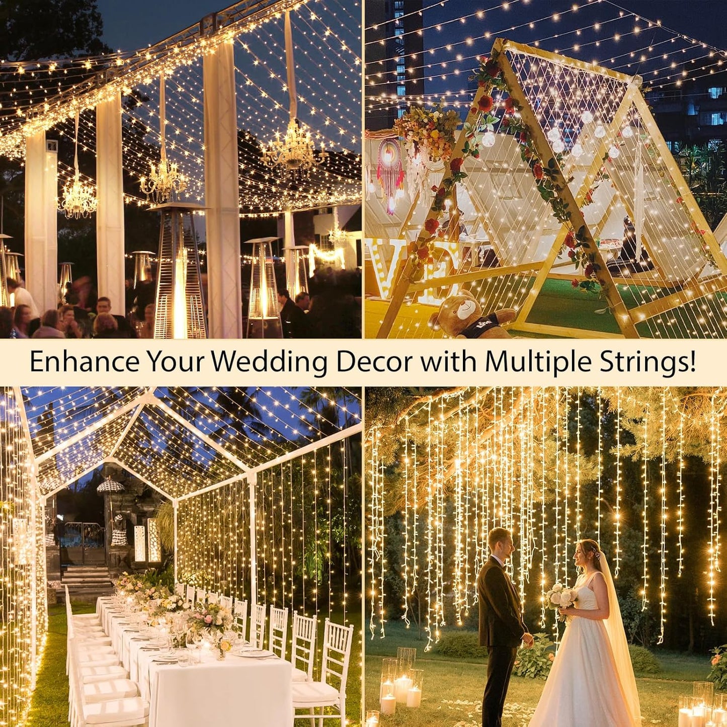 Suddus Indoor String Lights - 33ft Warm White LED Fairy Lights with Remote & Timer | Perfect for Bedroom, Weddings, and Outdoor Decor