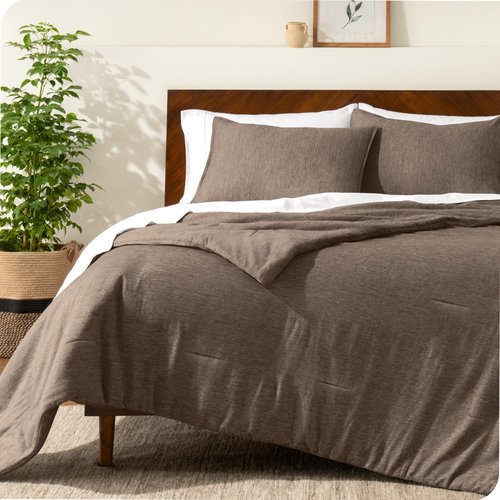 Bare Home Comforter Set - Full Size - Ultra-Soft - Goose Down Alternative - Premium 1800 Series - All Season Warmth (Full, Heathered Taupe)