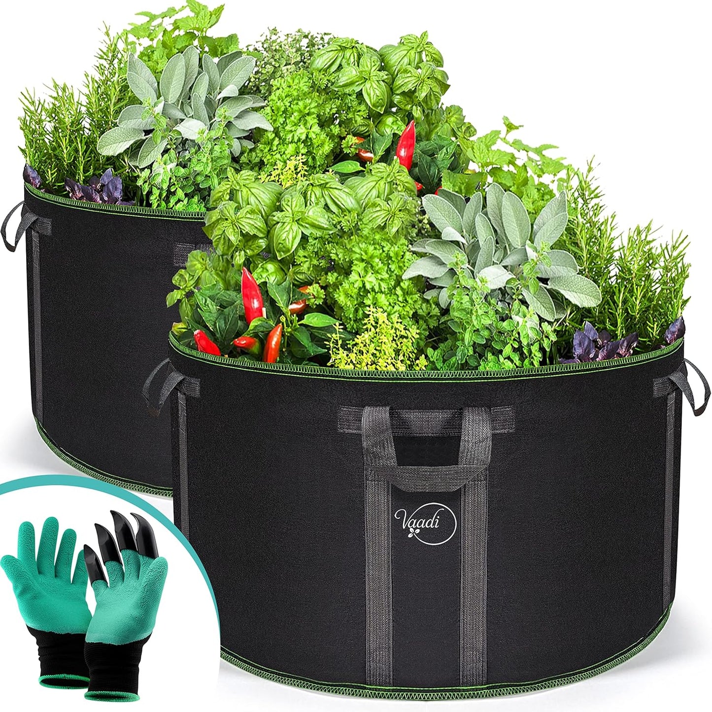 Vaadi 50 Gallon Plant Grow Bags - Durable Weatherproof Fabric Pots with Reinforced Handles | Large Capacity for Vegetables