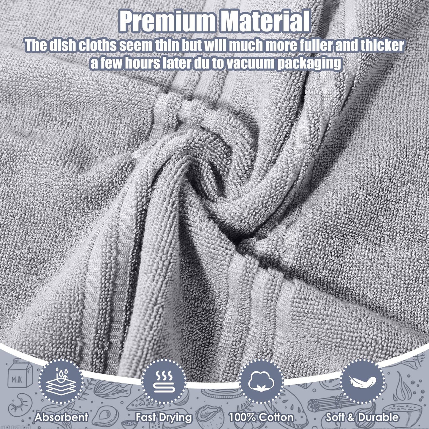 Dish Towels and Dishcloths with Oven Mitts Sets- 100% Cotton Tea Towels for Kitchen- 500 F Heat Resistant Oven Mittens 7.5"x12", Durable Dish Cloths 11.8"x11.8", Absorbent Dish Towels 13.5"x24"