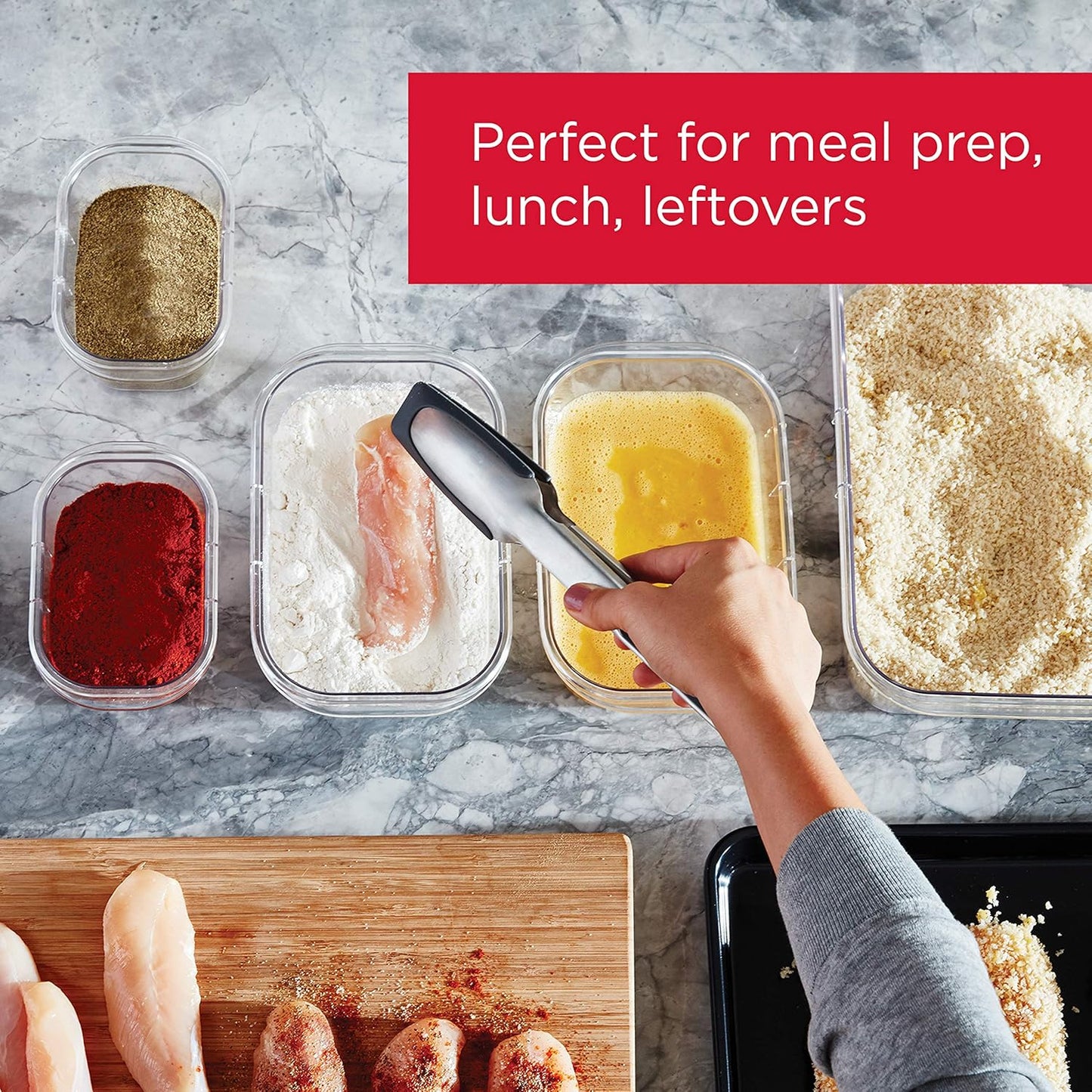 Rubbermaid Brilliance Food Storage Containers Set - BPA Free, 2 Pack (9.6 Cup) & 5 Pack (1.3 Cup)
