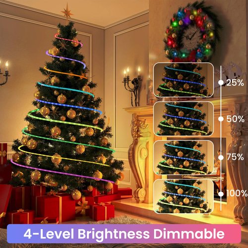 Jnaurb RGB Color Changing Rope Lights Outdoor, 66ft 200LED Smart String Lights with Remote & APP Control, Waterproof Music Sync Rope Lighting - DIY Flexible Tube LED Lights for Bedroom Garden Wedding