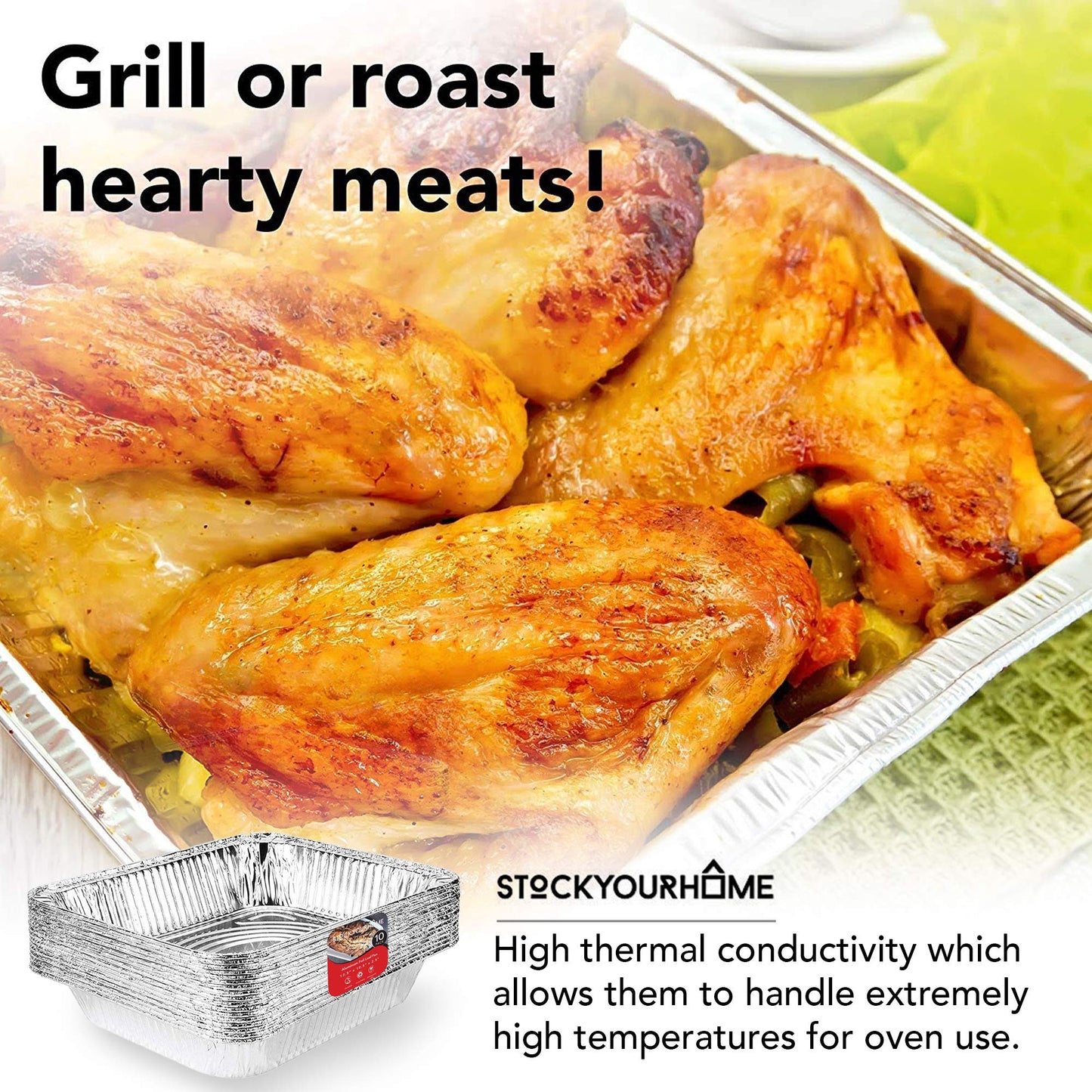 Stock Your Home Aluminum 9x13 Disposable Foil (25 Pack) – Half Size Deep Steam Table for Cooking, Heating, Storing, Prepping Food